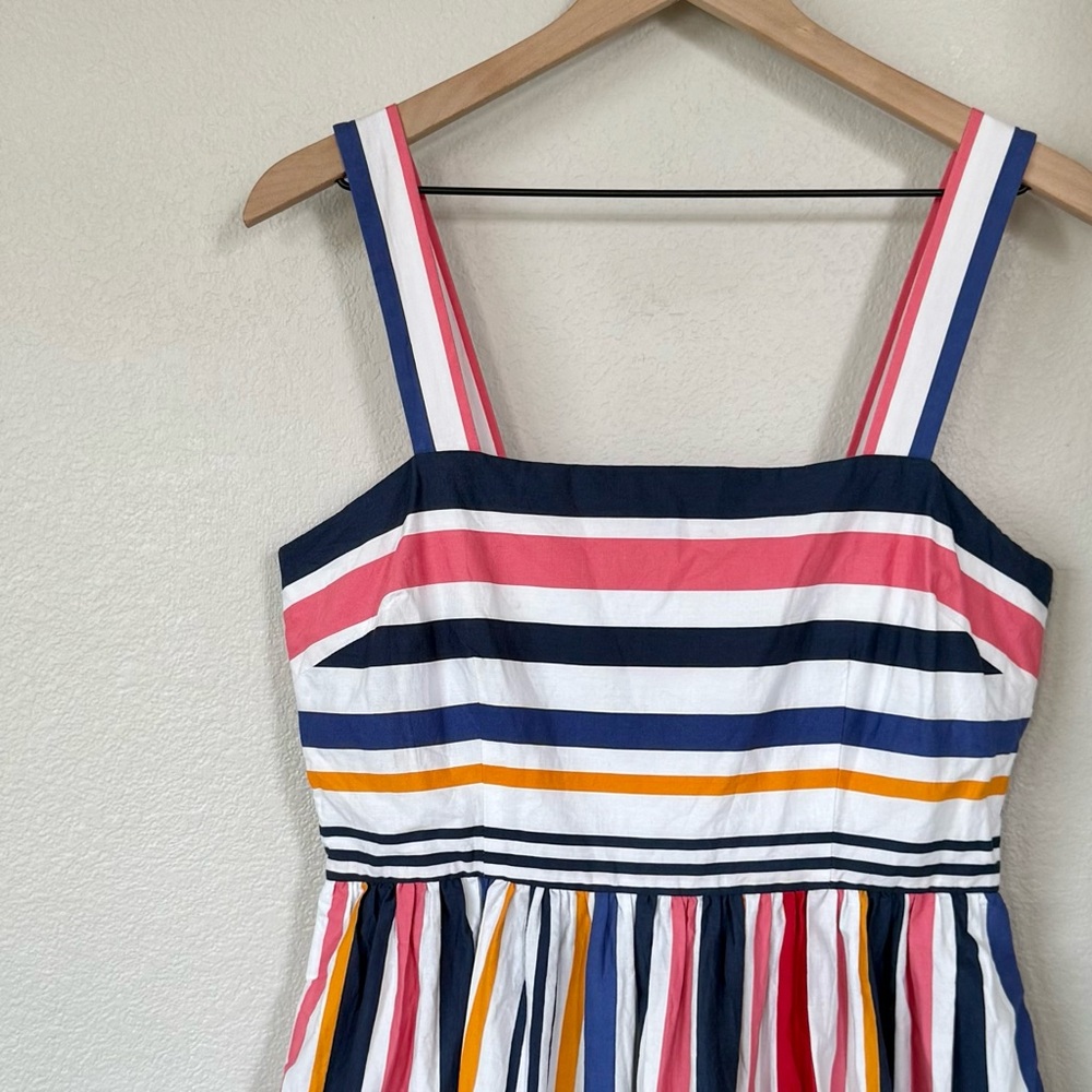 VINCE CAMUTO 8 Rainbow Mixed Stripe Tiered Midi Pocket Dress • Striped Sundress - Picture 5 of 15